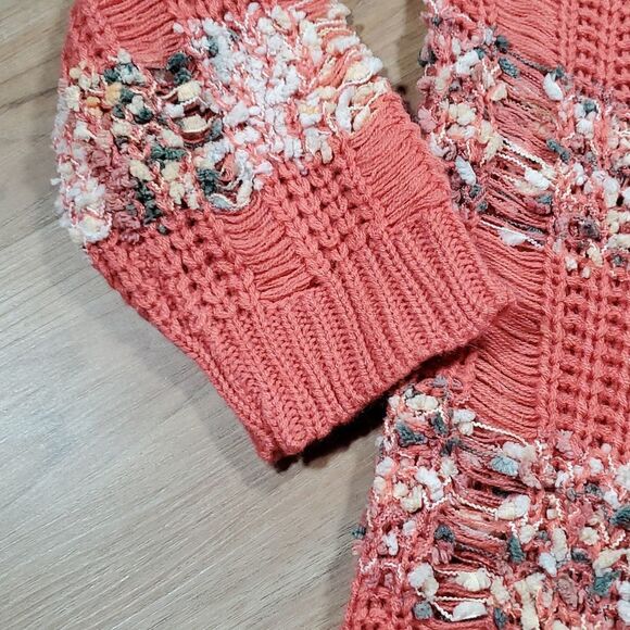 🔹️🔺️NWT Prato Coral & Cream Loose Knit 3/4 Sleeve Loose Knit Sweater Medium - Picture 5 of 12